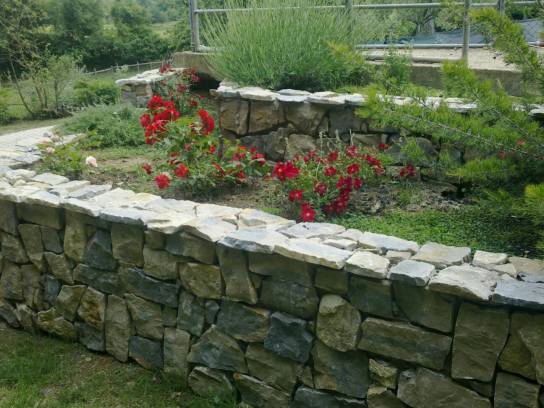 Flowerbed built with limestone 